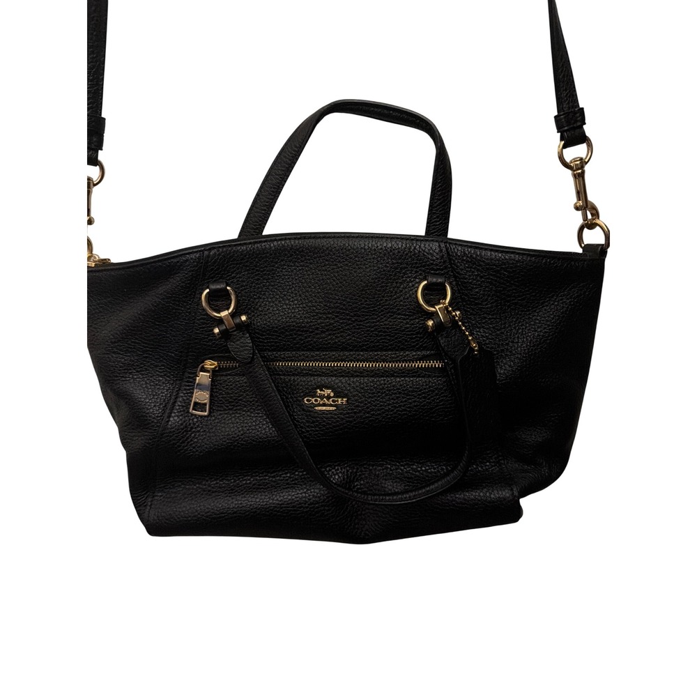 Coach Satchel Black Pebbled Leather Crossbody Bag Gold Hardware C2157-79997 - Picture 2 of 10